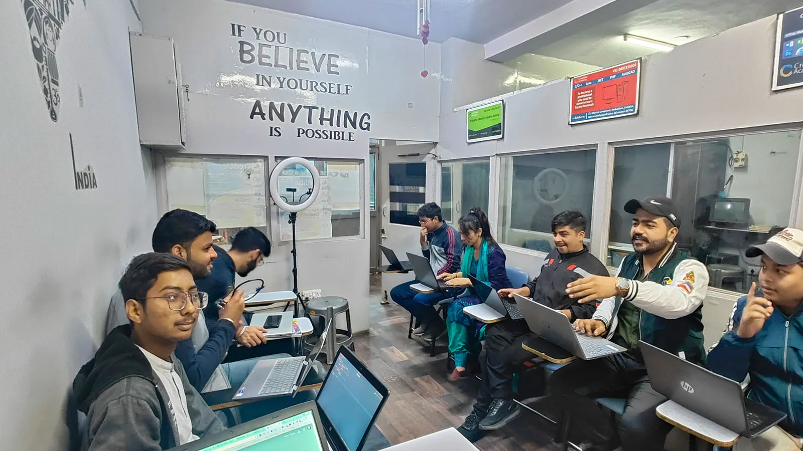 Group project session at Credible Academy, Saharanpur
